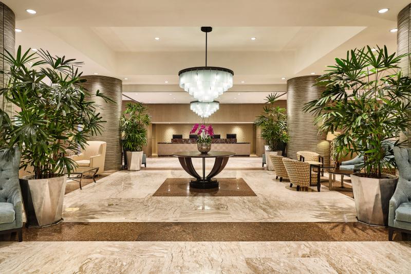 Sheraton Grand Rio Hotel & Resort lobby with ornate and elegant decor and spacious lounge areas