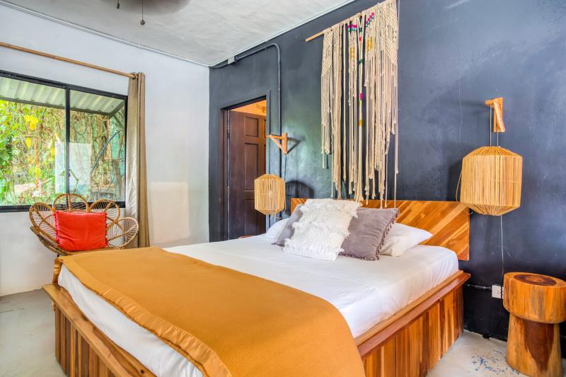 The accessible deluxe room features bohemian style decor