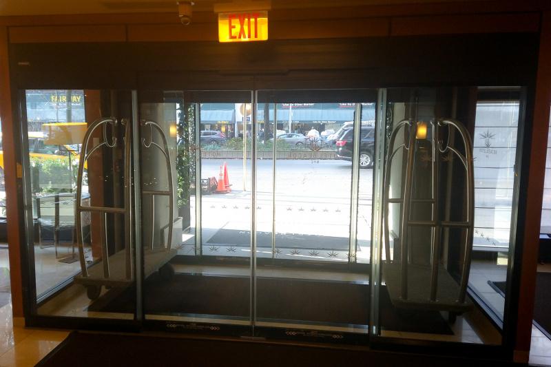 Hotel entrance with automatic doors