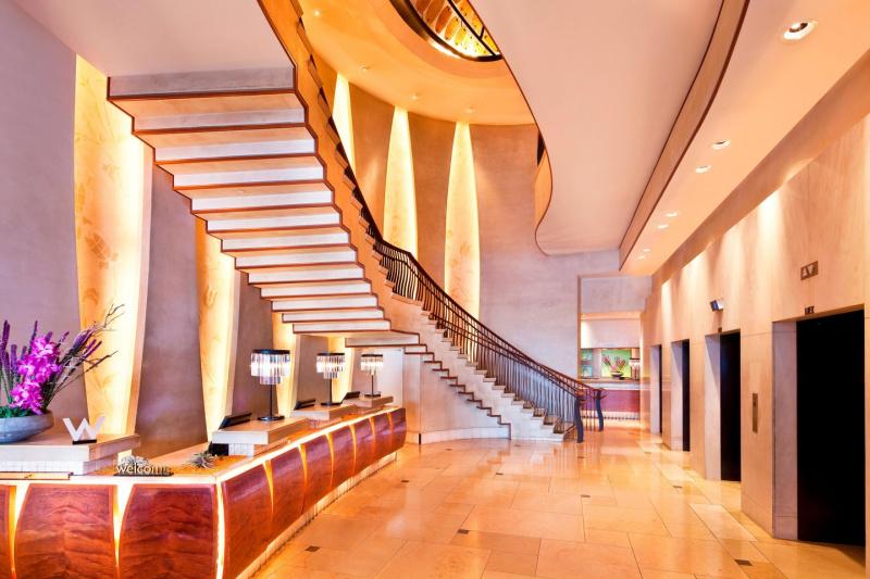 Lobby front desk and staircase