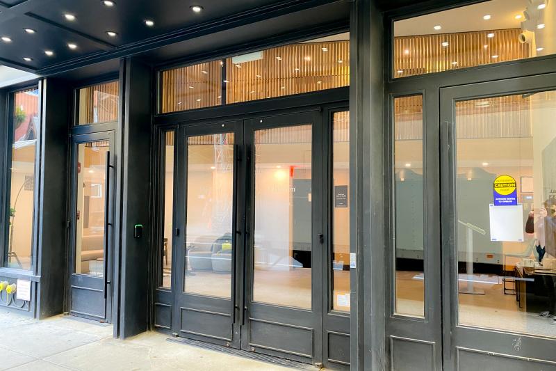 Hotel entrance with double doors