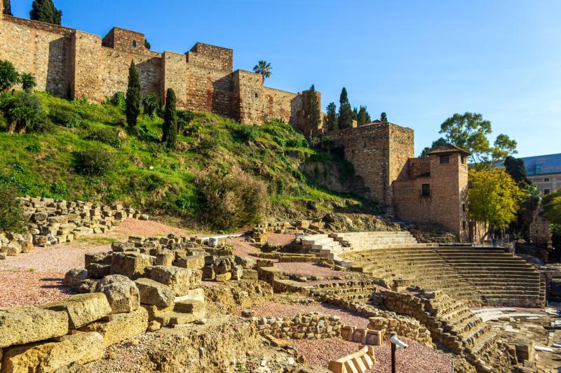 The Alcazaba fortress on a hill in Malaga.
